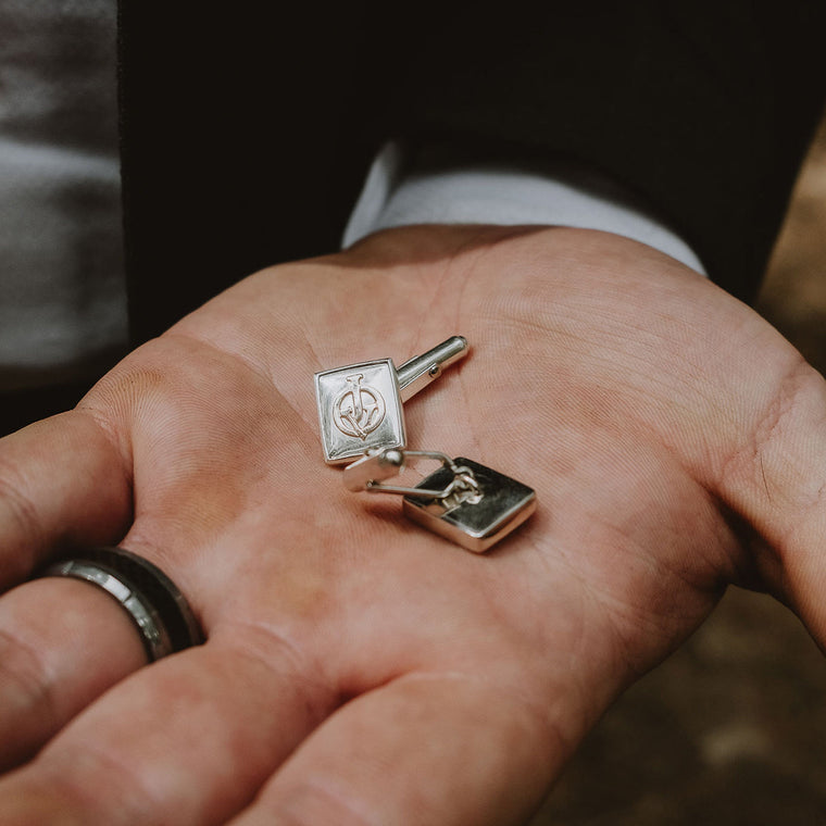 The Cufflinks - designed to hold your love note inside!