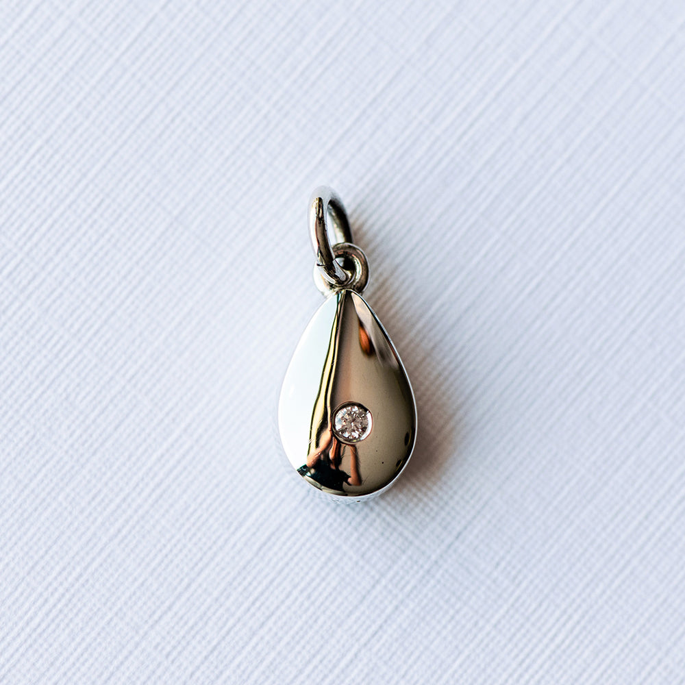 memorial jewellery - love drop - silver charm - silver ashes jewellery